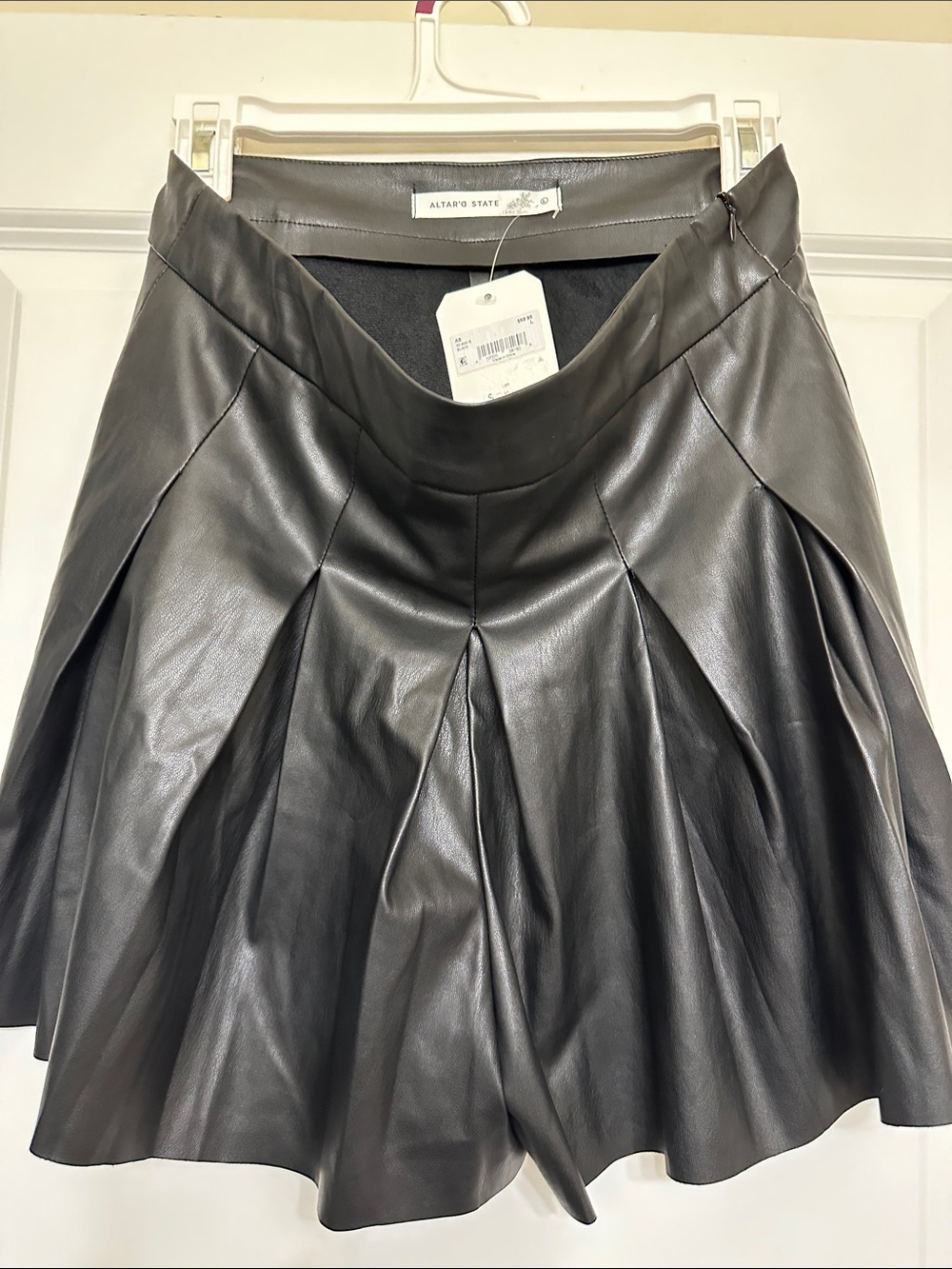 Altar'd State Black Faux Leather Skort